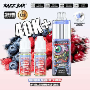 Puff remplissable Blueberry Raspberry Cherry 40K Razz Bar