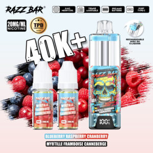Puff remplissable Blueberry Raspberry Cranberry 40K Razz Bar