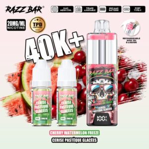 Puff remplissable Cherry Watermelon Freeze 40K Razz Bar