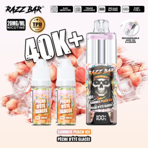 Puff remplissable Summer Peach Ice 40K Razz Bar